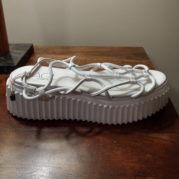 AGL White Messy Platform Sandals Size 10.5-11 - Picture 4 of 7